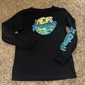 Hurley Kids Black and Blue Graphic Long Sleeve Tee